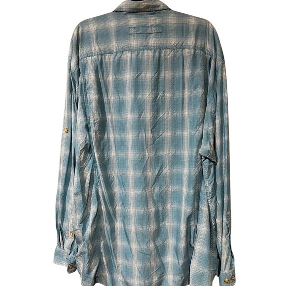 Duluth Trading Blue/White Plaid Button Down Shirt | 2XL Tall - Picture 2 of 3